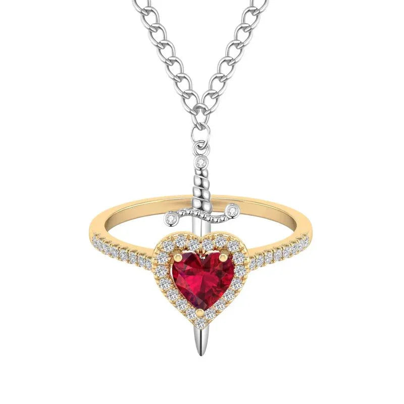 Edição Amor único -Kit Pulseira e Anel  coração & espada